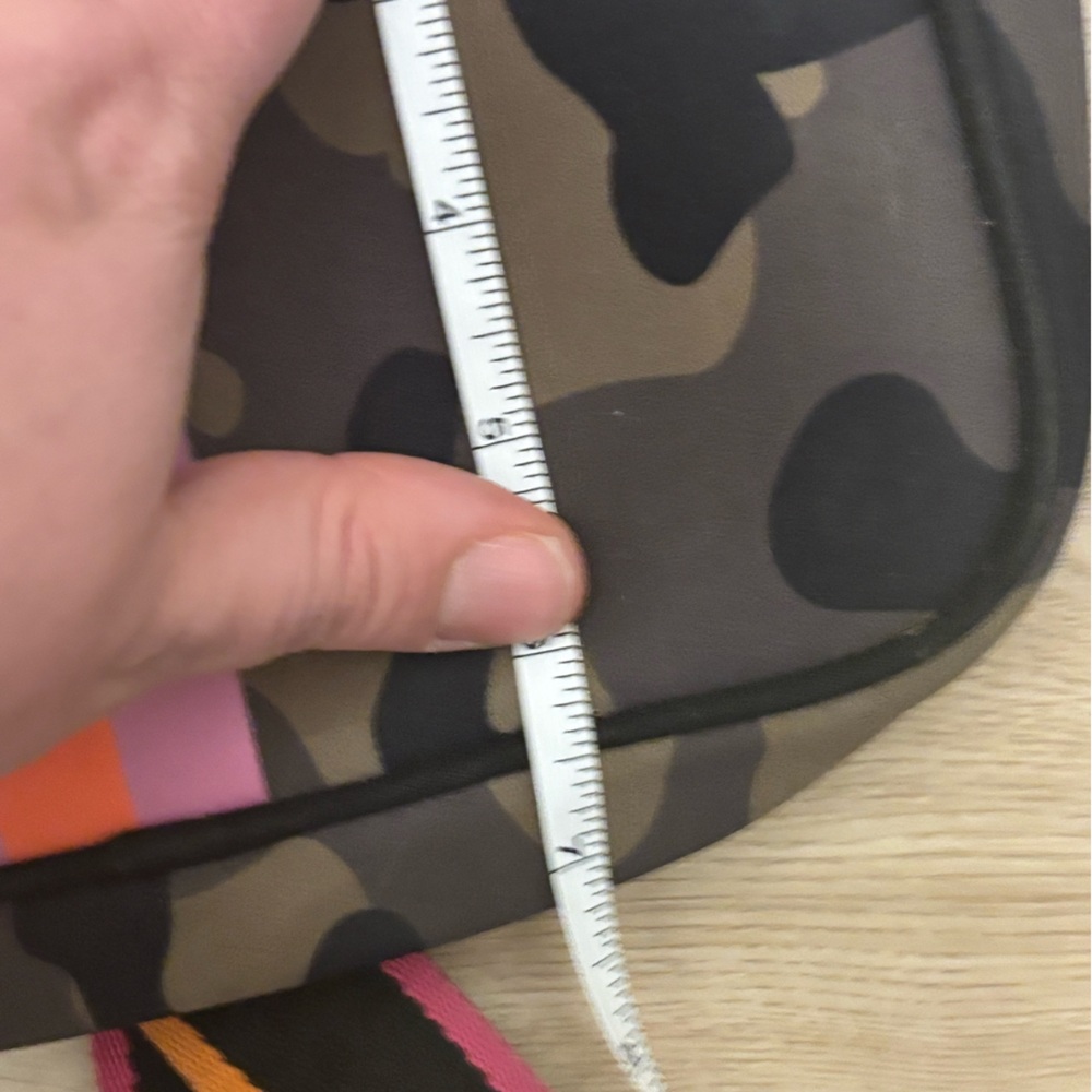 Camo Neoprene Crossbody Bag with Pink and Orange Strap - Picture 7 of 7